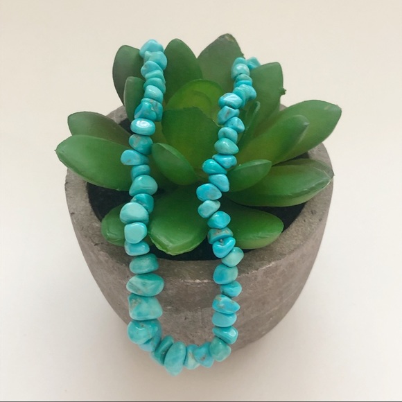 Southwestern Turquoise Nugget Sterling Silver Necklace - Picture 4 of 9